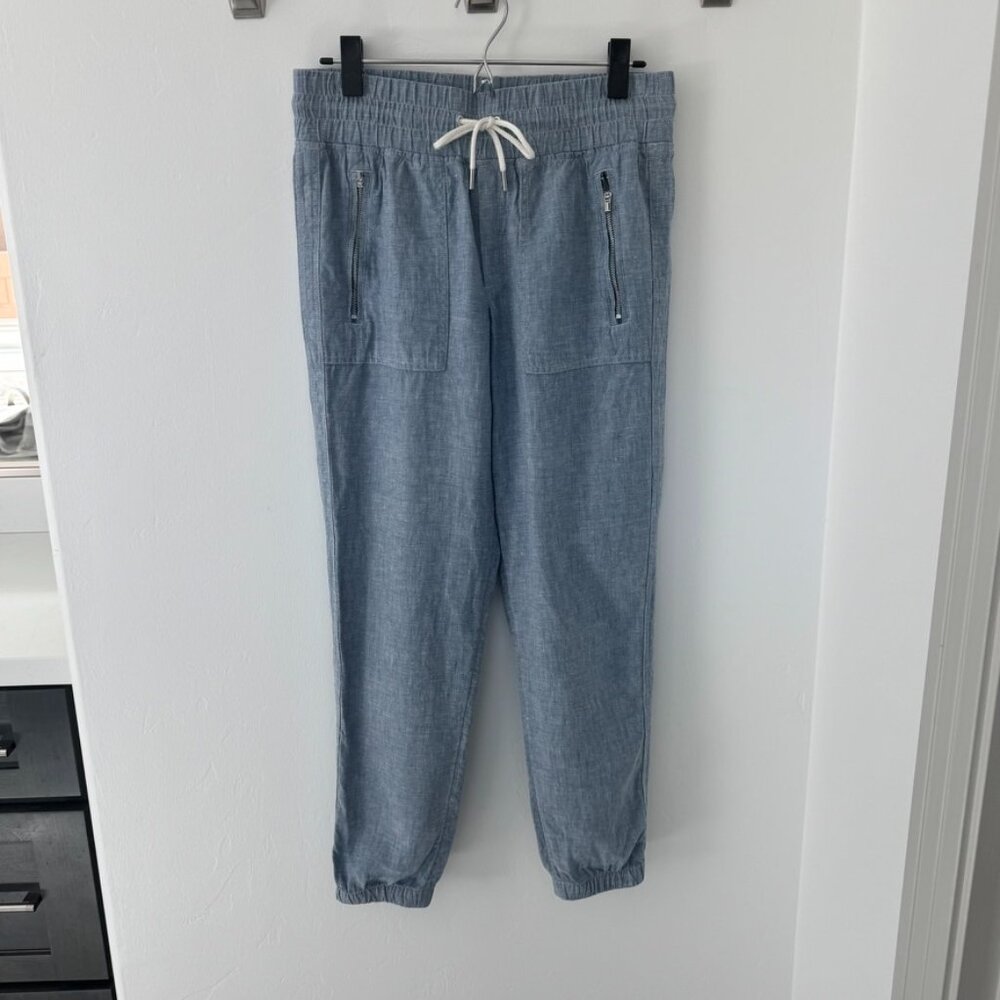 Athleta Linen Chambray Blue Jogger Style Pants